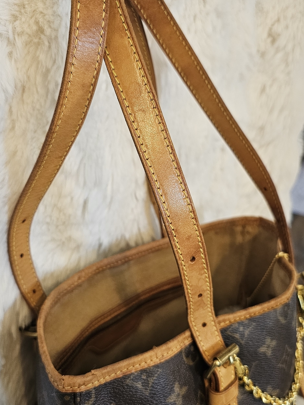 Louis Vuitton Monogram Canvas Bucket Tote in Brown and Tan - Picture 6 of 15